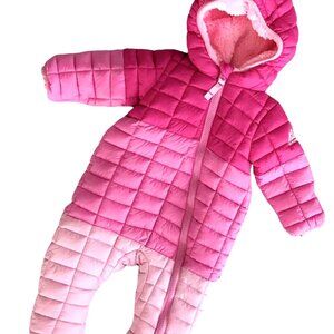Snozu Pink Colorblock Quilted Puffer Snowsuit Bunting Size 3-6 Months